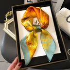 Luxury Chain Print Small Square Scarf Simulated Silk Thin Neck Scarf Fashion Sunscreen Headscarf For Women 70x70cm