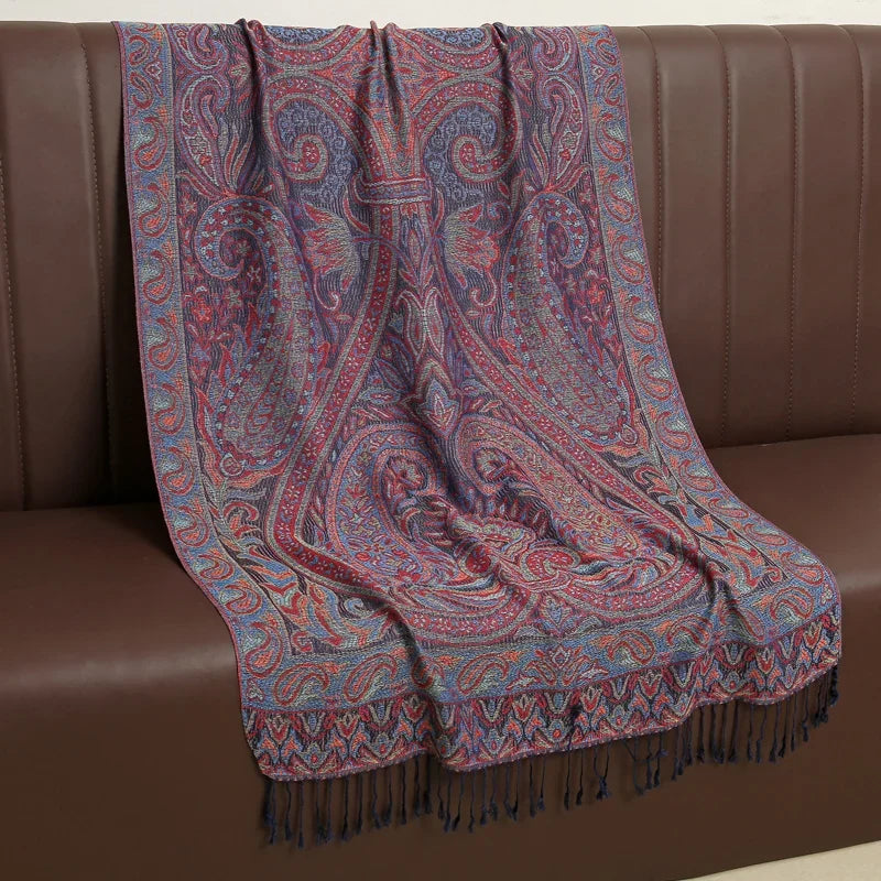2025 new ethnic style retro shawl cashew flower geometric scarf cloak tassel scarf multi-color variety options available