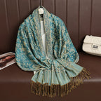 2025 new ethnic style retro shawl cashew flower geometric scarf cloak tassel scarf multi-color variety options available