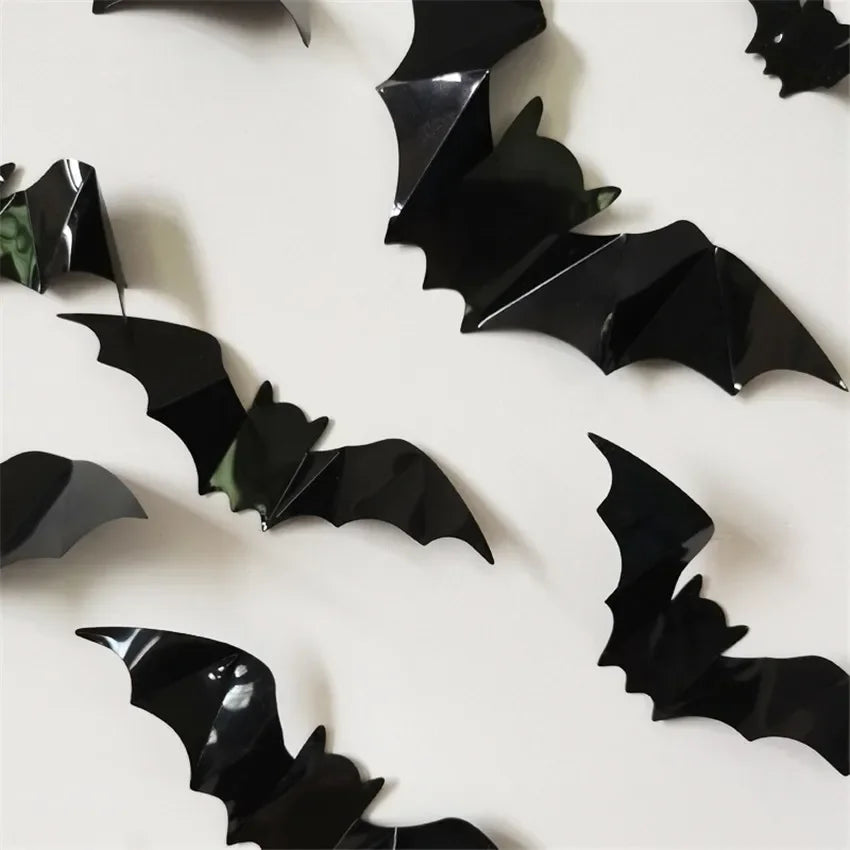 Halloween 3D Black Bat Wall Stickers – Removable Spooky Wall Decor