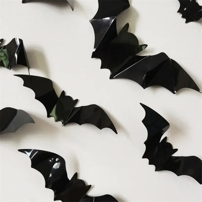 Halloween 3D Black Bat Wall Stickers – Removable Spooky Wall Decor
