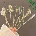 1/6pcs Elegant Chinese Style Tassel Hair Stick Traditional Floral Design Hairstyle Accessory Women Jewelry Hairpin Hairneedle