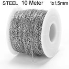 2/10 Meters Stainless Steel Chain 1 1.5 2mm Gold&Steel Color Link for DIY Jewelry Making Necklace Bracelet Bulk Chain Supplies