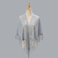 Tassel Patchwork V-Neck Cardigans Women Wedding Accessories Shawl Hollow Multicolored Evening Prom Cape Tulle Shawl Party