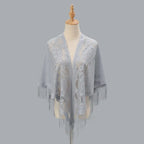 Tassel Patchwork V-Neck Cardigans Women Wedding Accessories Shawl Hollow Multicolored Evening Prom Cape Tulle Shawl Party