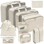 7/8/9/10-Pcs Travel Organizer Packing Cubes Set – Portable Luggage Storage Bags for Clothes, Shoes & Accessories
