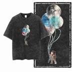 SA ASTRONAUT SPACE THEMES Printed Cotton Acid Washed Graphic Unisex T Shirt Cool Streetwear Men Tshirts Big Size Tee for men