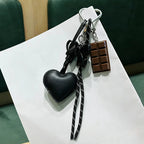 INS Style Kawaii Korea Trendy Heart Leather Keychain Bag Package Decor Chocolate Pendant Accessories Creative Key Chain Trendy