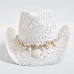Summer Hand Woven Straw Hat for Women Shell Decoration Holiday Beach Sun Hat Chapeu Panama Feminino