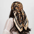 "Luxury Brand Square Silk Scarf Women Shawl 90*90cm Cashew Print Kerchief Femme HeadScarf Foulard Satin Bandana Hijab random "
