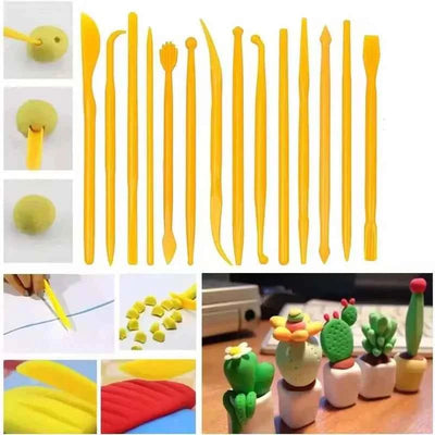 14Pcs/Set Plastic Clay Sculpting Set Wax Carving Pottery Tools Carving Sculpture Shaper Polymer Modeling Clay Tools