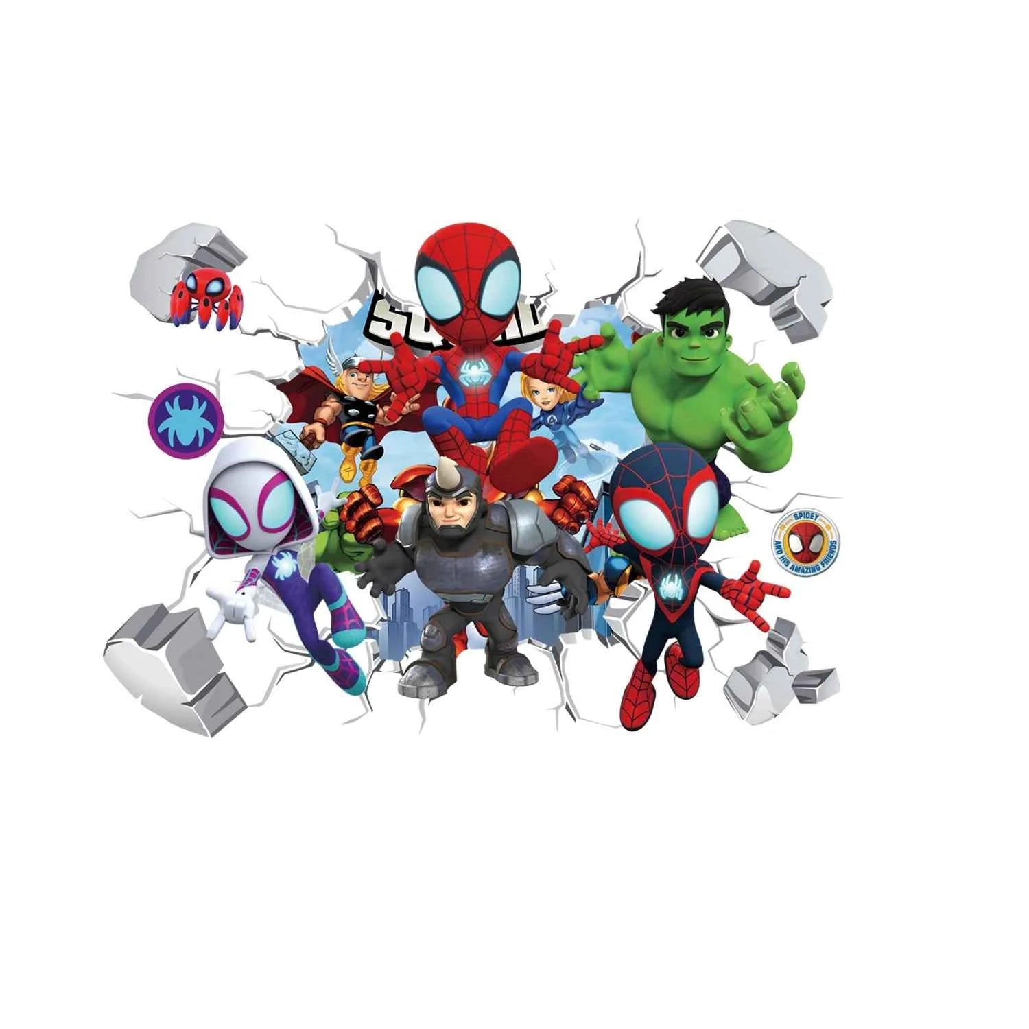 Cute mini Spiderman Super Heroes Wall Stickers For Kids Room Decoration Home Bedroom PVC Decor Cartoon Movie Mural Art Decals