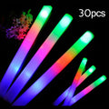 15/30Pcs LED Glow Sticks Bulk Colorful RGB Glow Foam Stick Cheer Tube Dark Light for Xmas Birthday Wedding Party Supplies