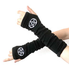 Warmer Knitted Long Fingerless Gloves Elbow Mittens Christmas Acces Gift Fashion Women Emo Gloves Lady Striped Elbow Gloves