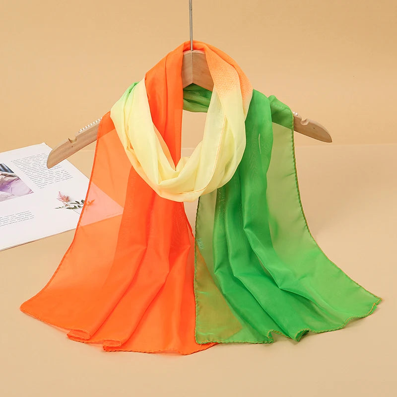 2024 New Print Chiffon Scarf Shawl Women Sunscreen Silk Scarf Turban Long Wrap Beach Travel Outdoor Accessories Trendy Headband