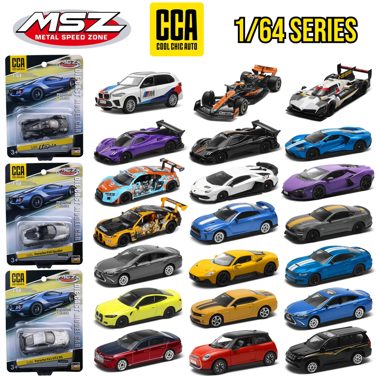 CCA 1/64 Toy Car Model Suitable For Hot Wheels & MINIGT 1:64 F1 Pagani Lamborghini BMW Audi Porsche TOYOTA Nissan Volkswagen