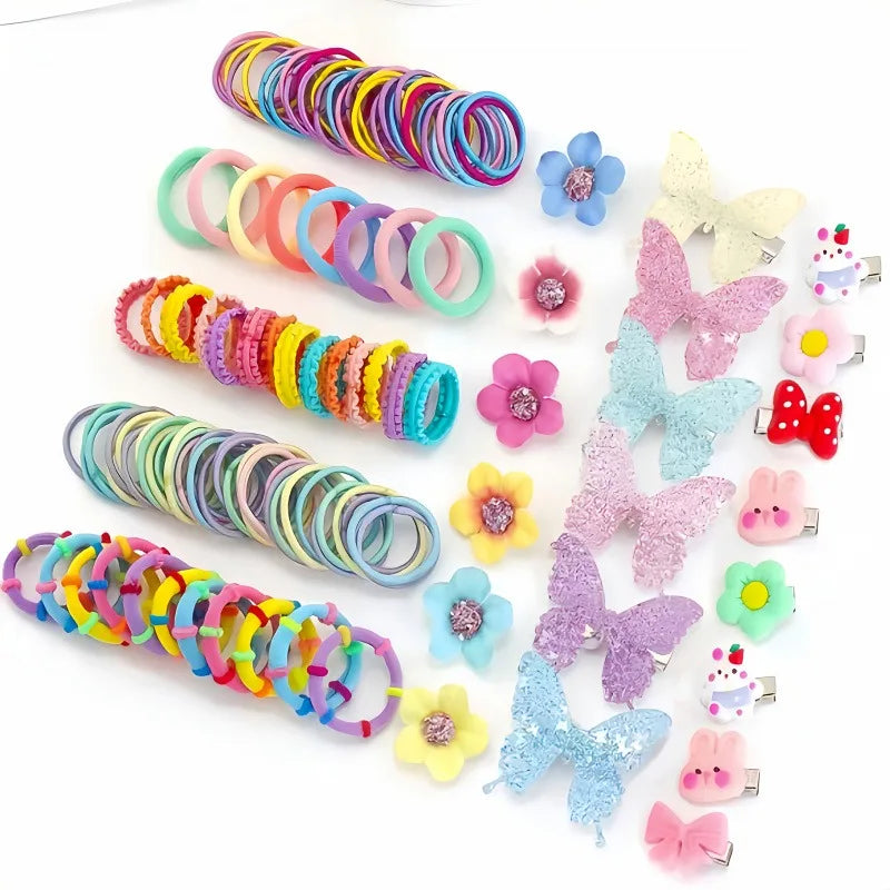 510-piece set of colorful bow, flower, and small star accessories - a cute hair accessory set that children love.