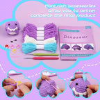 Fenrry Dinosaur Shape Doll Ornaments Hand Made Woven Crochet Wool Diy Crochet Knitted Material Bag Complete Set