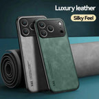 Leather  Phone Case  for APPLE IPhone 17 Air 16 15 14 13 Pro Max 16e Cover Metal Plate for Magnetic Car Mount (NOT INCLOUED)