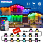 New Black RGB Eaves LED Lights Permanent Outdoor Lights String APP Bluetooth Light Strip Scene Modes House Party Wedding Light