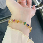 RAKOL Colorful Clover Zircon Bracelet Fashion Charm Gorgeous Charm Exquisite Cute Sweet Shining Crystal Jewelry Gift