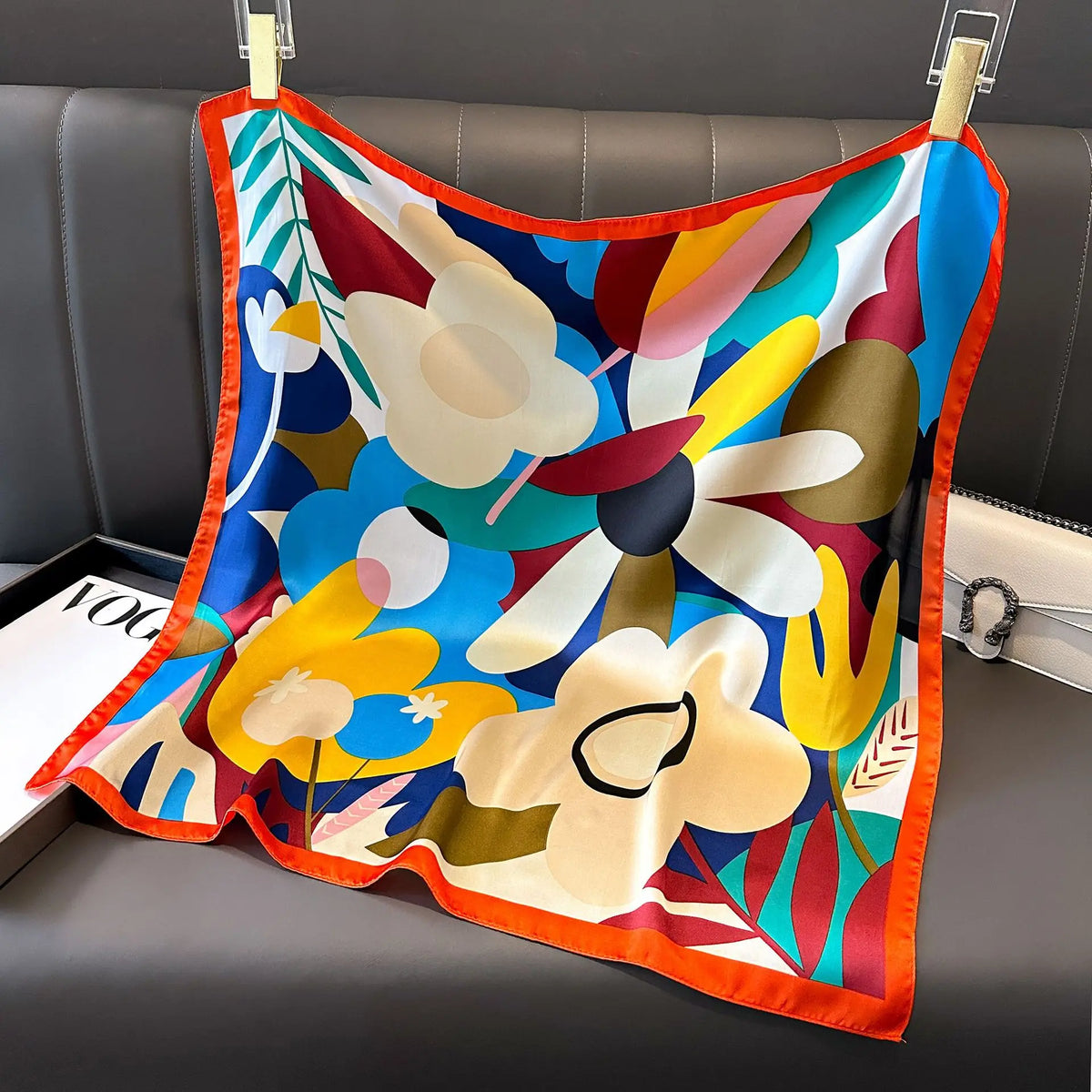 2025 Silk Shawl Print Headscarf Cat Hair Wrap Neckerchief Female Satin Square Scarf For Women Headband Foulard Hijab Bandana