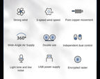 LEIBOO Car USB Fan Dual Head Cooling Air Fan Independent Switch 3-Speed 360 Degree Adjustable Auto Fan Car Electrical Appliances