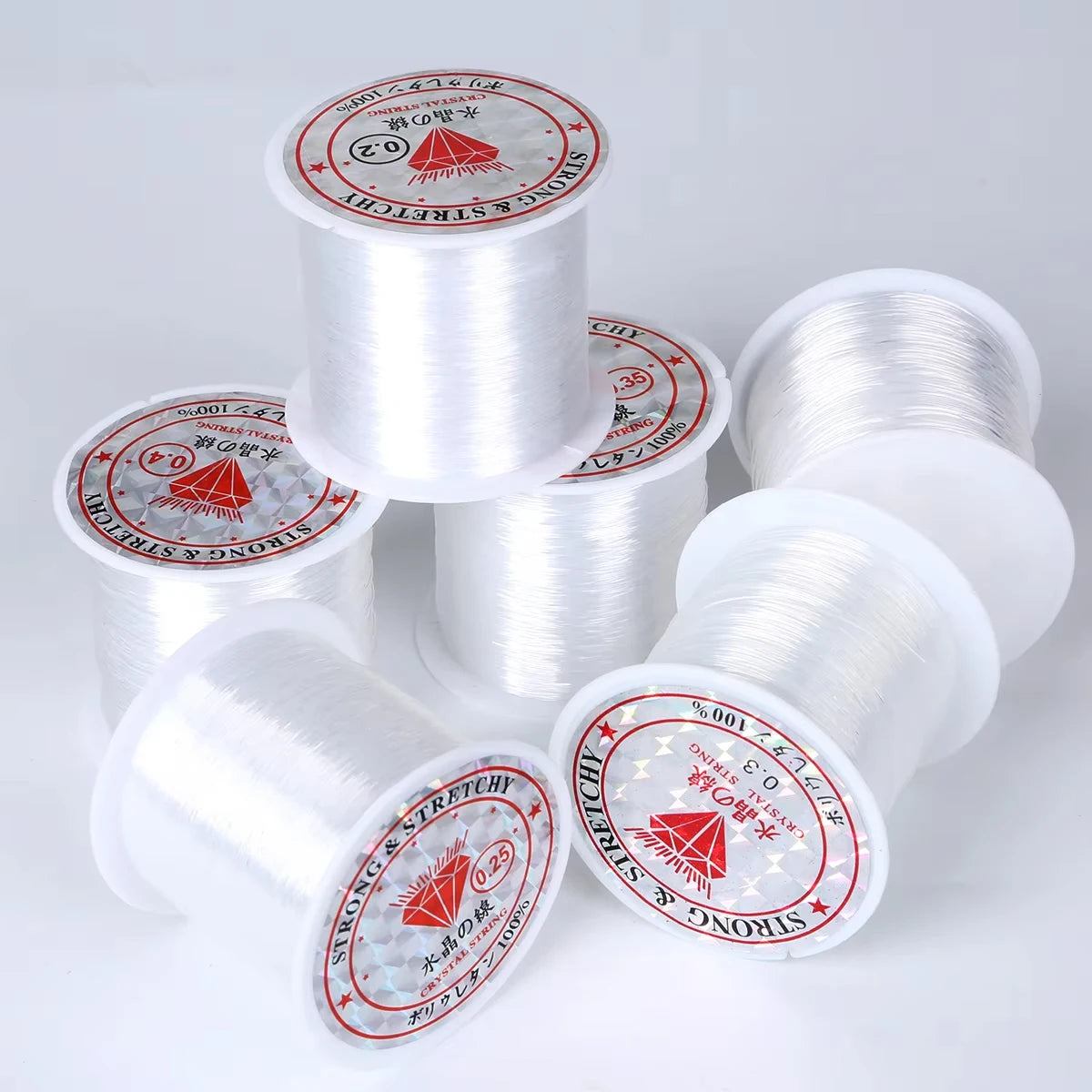 0.2-0.8mm Clear Nylon Beading Line Non Elastic Invisible Jewelry String for DIY Bracelet Necklace Jewelry Making 8-100m/Roll