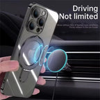 Luxury MagSafe Bracket Case for iPhone 16 & 17 – Clear Acrylic with Magnetic Ring Stand