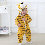 Winter Baby Rompers Baby Pijamas Panda Tiger Leopard Monkey Fox Animal Cartoon Hooded Jumpsuits Cosplay Costume Boys Girl Pajama