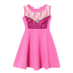 Children's Casual Dress for Girls Mermaid Rapunzel Dress One-Shoulder Sling Short Sleeve Princess Costume Summer Casual Vest