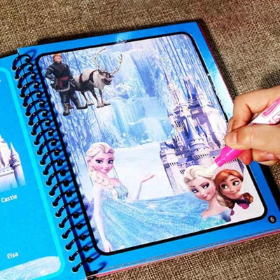Frozen Disney Kids Puzzle Graffiti Painting Book Mickey Mouse Cars Sofia Princes Cartoon DIY Magic Watercolor Painting Gifts