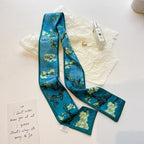 Cashew flower silk scarf double-sided printed for Women, Lightweight Versatile Bandana Style, Daily Office Party Vacation Boho