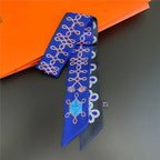 Fashion Women Hair Scarf 2024 New Brand Design Luxury Silk Scarf Fashion Print Headband Skinny Bag Scarves Neckerchief