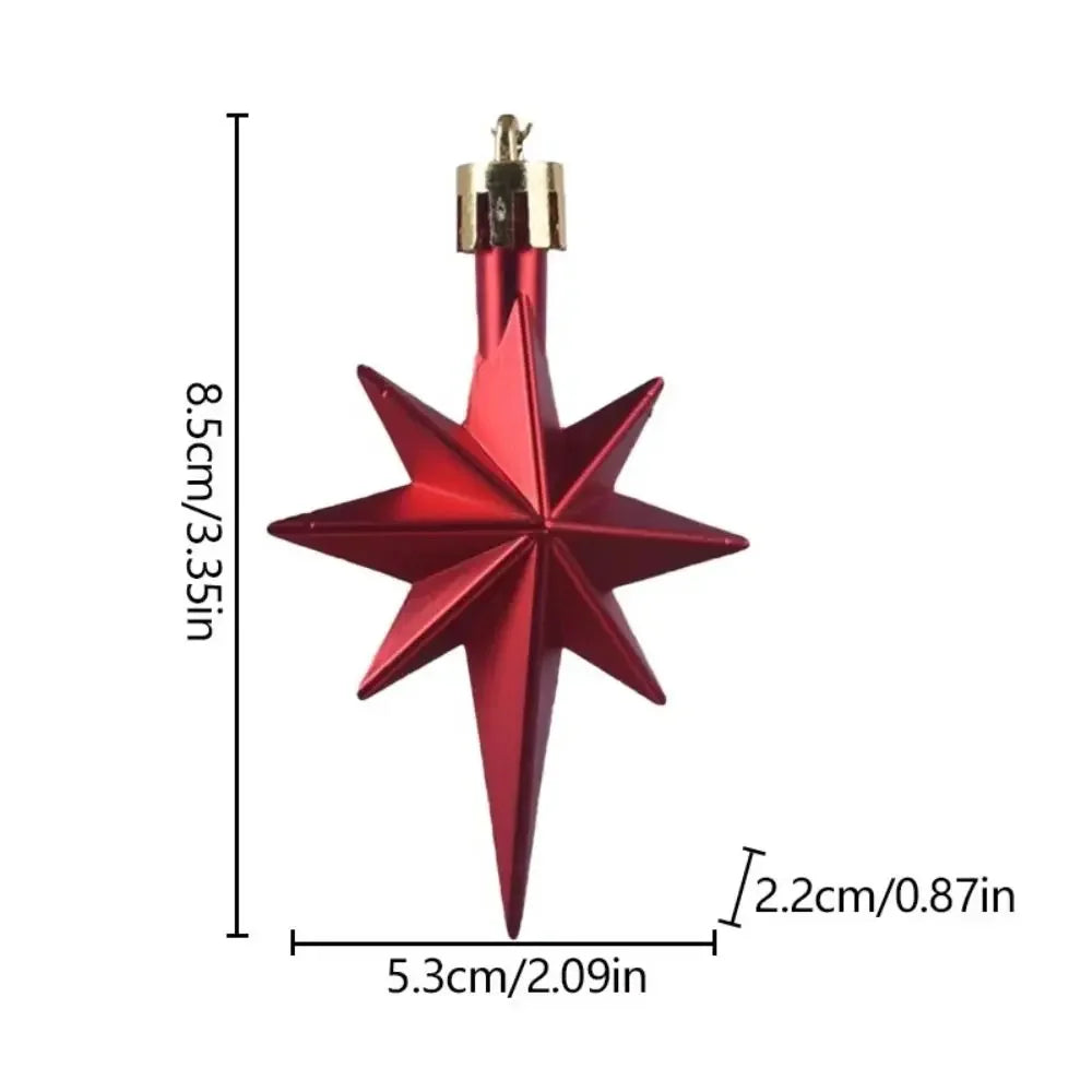 12pcs New Plastic Christmas Hanging Ornaments Star Shaped Glittering Xmas Tree Pendant Party Supplies DIY Festival Decorations