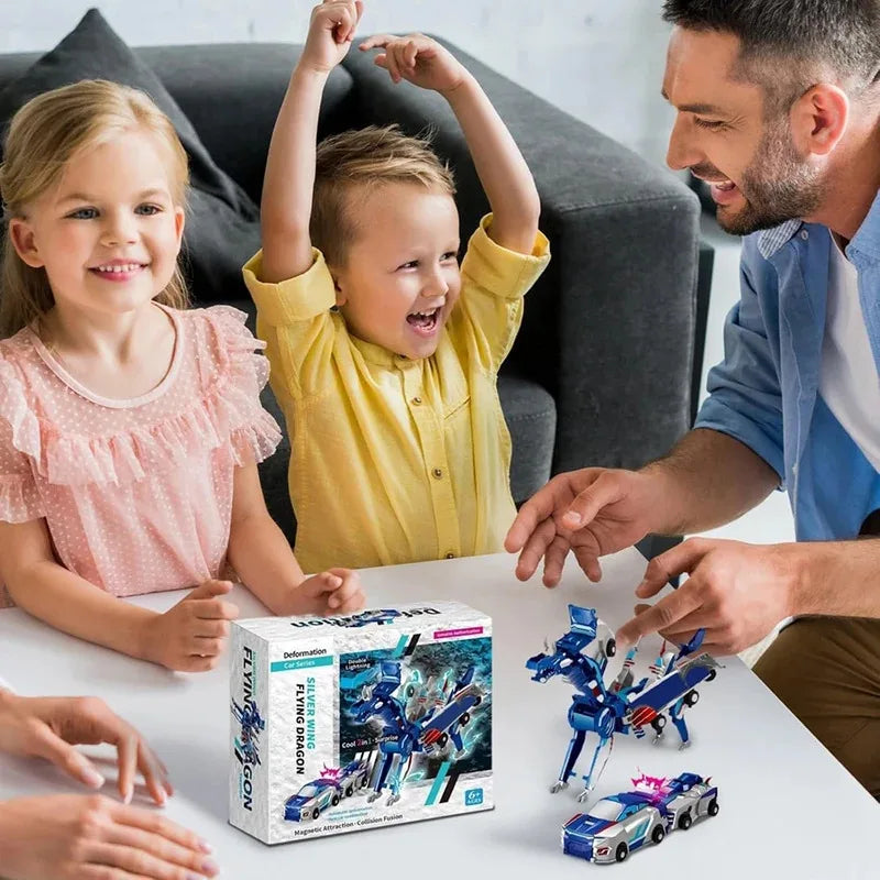 Unicorn Transformer : Magic Transformation Super Combination Car Toy 2 In 1 Kids Magnetic Collision Transforming Car Diy Toy