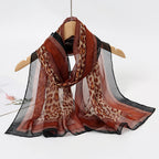 2024 New Print Chiffon Scarf Shawl Women Sunscreen Silk Scarf Turban Long Wrap Beach Travel Outdoor Accessories Trendy Headband