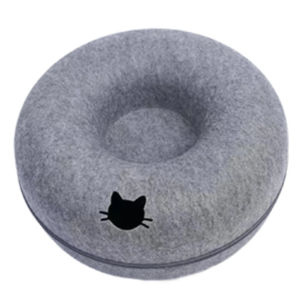 Felt Donut Bed for Cats House With Breather Hole Dog Bed Interactive Play Toys for Cats to Hide 2 in 1 Tunnel for Cats Bed - WTN Essentials 