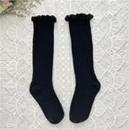 Ruffle Girls Knee High Socks Baby Kids Toddlers Long Soft Cotton Sock Lace Flower Children School Uniform Socks For 0-8Years