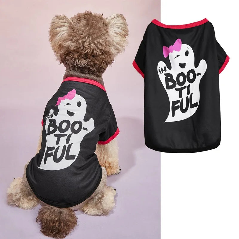Halloween Pet Clothing – Funny Pumpkin Skull Tee