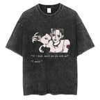Japanese Anime Nana Osaki Print Vintage Washed Tshirt Harajuku Streetwear Graphic T-Shirt Summer Short Sleeve Cotton Tshirt