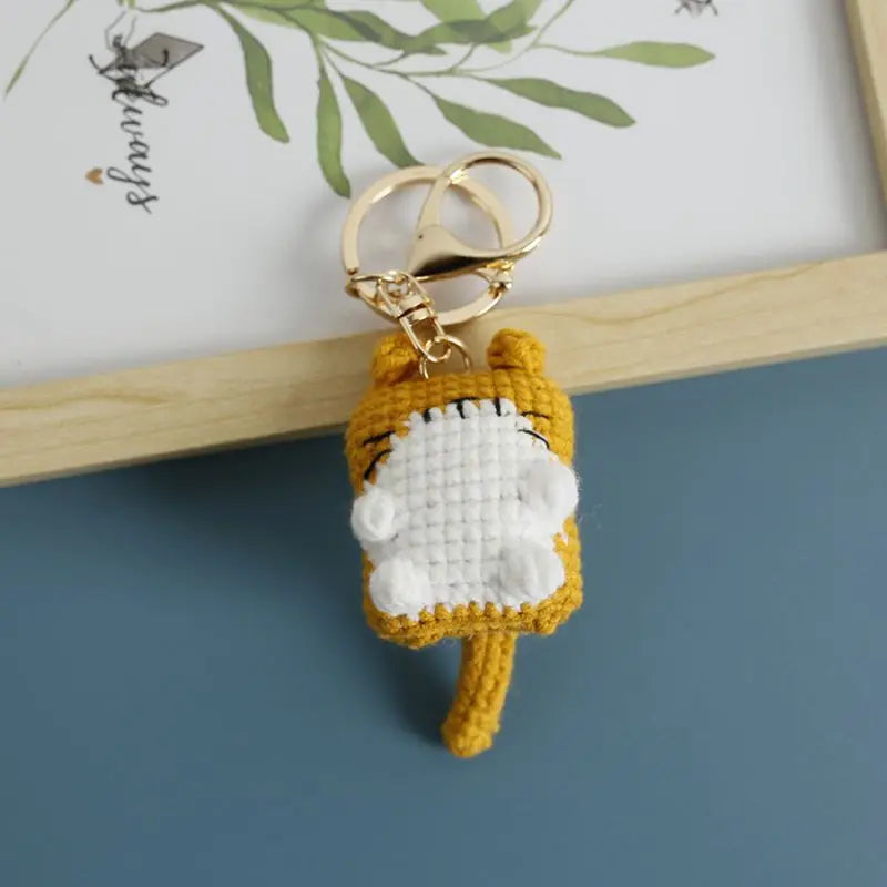 Cute Crochet Kitten Keychain Smiling Cat Bag Charm