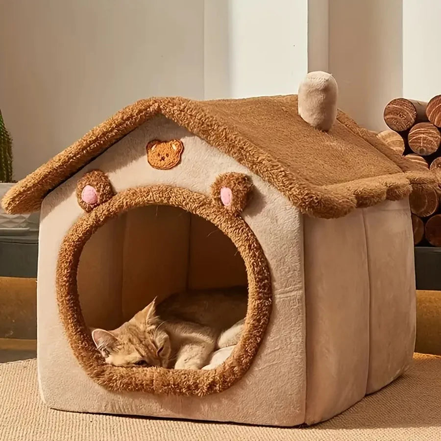 Foldable Pet House Removable Washable Cat House Puppy Cave Sofa Pet Bed House for Extra Small Dogs and Small and Medium Cats - WTN Essentials 