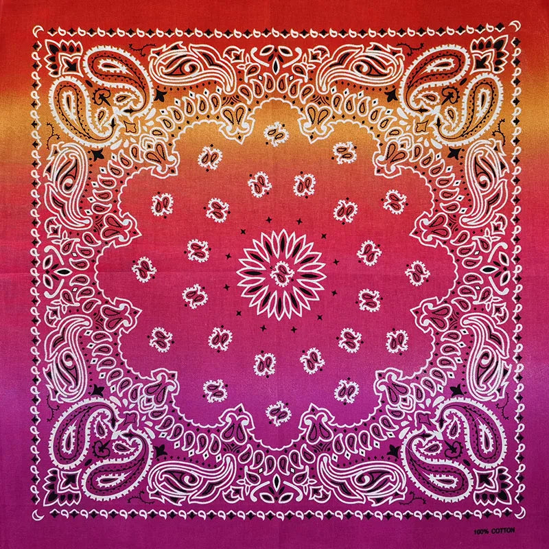 New Fashion Hip Hop 100% Cotton Bandana Square Scarf Gradient Color Paisley Headband Printed For Women/Men/Boys/Girls