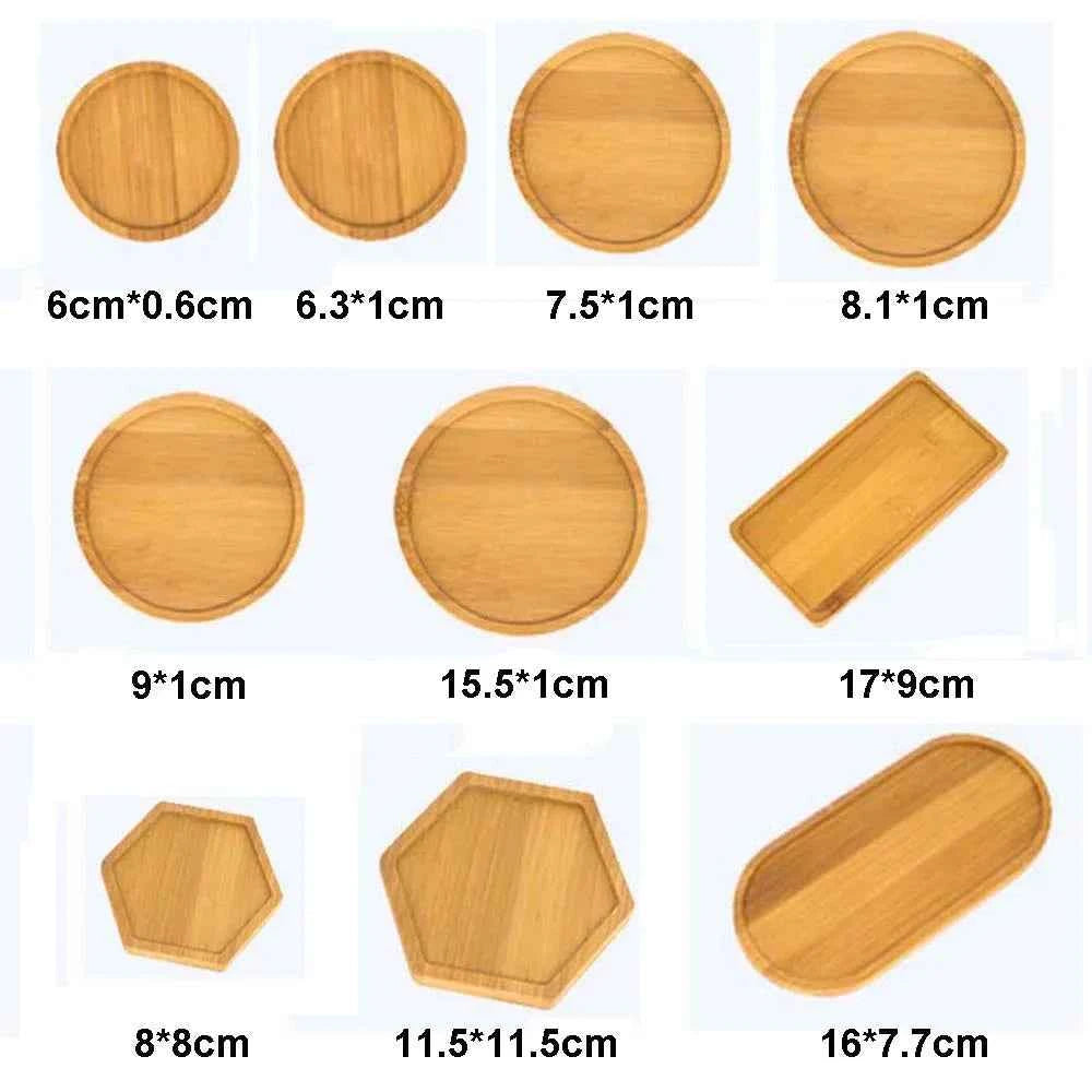 Simple Style Home Decoration Succulents Bonsai Holder Round Square Flowerpot Base Hexagon Rectangle Bamboo Wood Tray