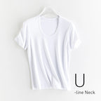 High-end New 10% Silk & Mercerized Cotton Women T-shirt Luxury Tee Short Sleeve Silky Feeling Summer Wear 2025 Tops V / O-neck