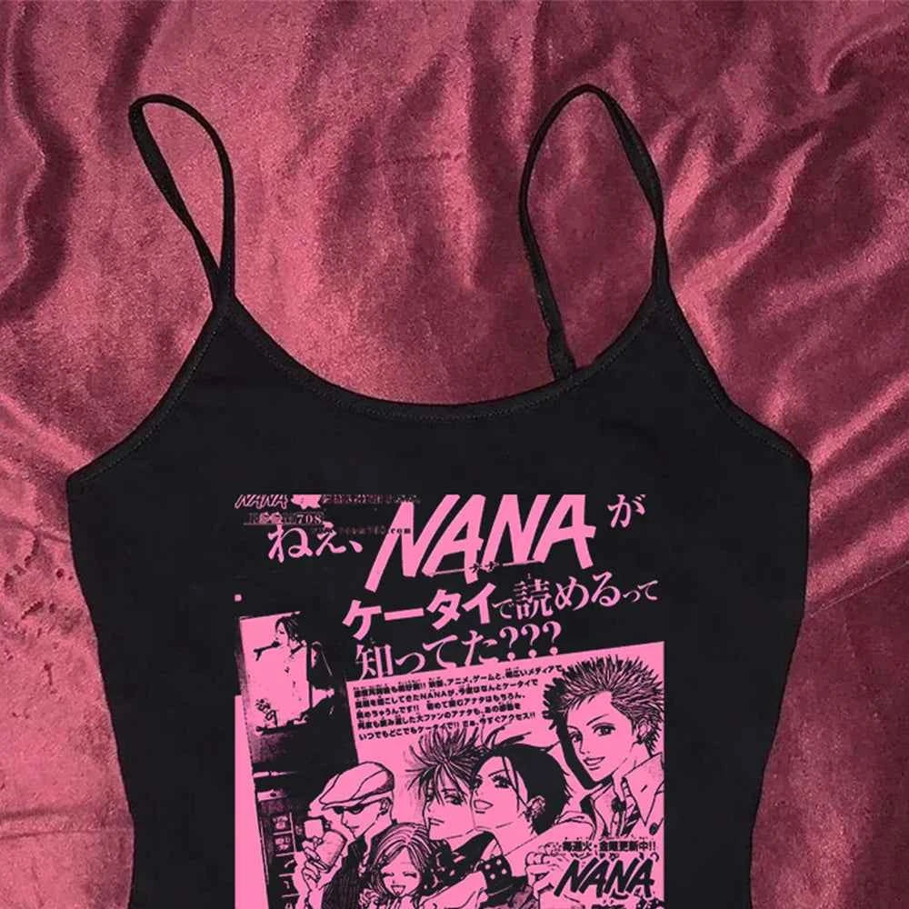 Y2k Nana Osaki Graphic T Shirts Casual Harajuku Streetwear Japanese Clothes Fashion Rock Punk Sleeveless Tanks & Camis Coquette