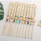 Single Cowhide Wrapped Bamboo Toothbrush Set Natural and Environmentally Friendly Bamboo Toothbrush Tablet One Box of 10 P