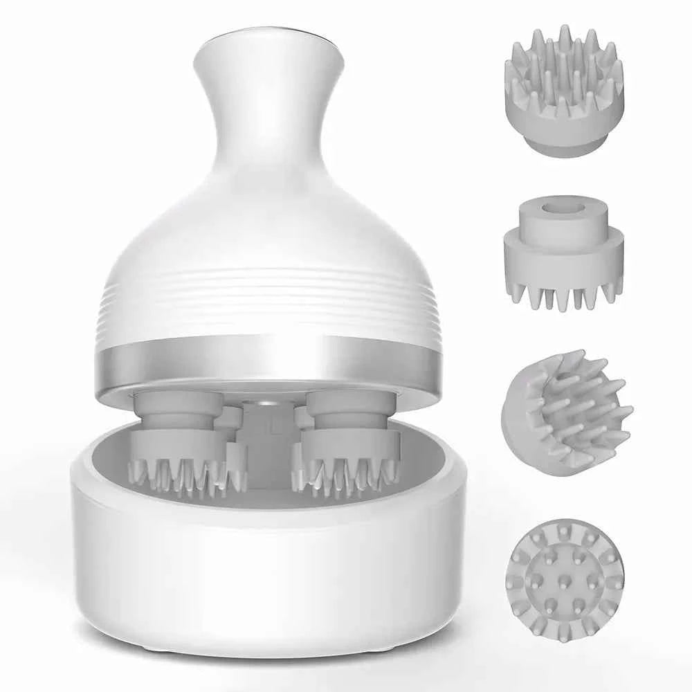 Electric Head Scalp Massager Body Massage Neck Deep Tissue 4 Kneading for Hair Growth Wireless Stress Relax and Cat Pet Claw