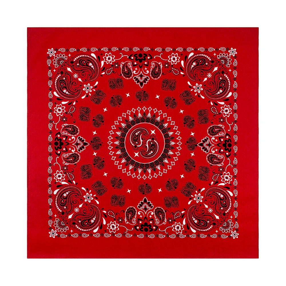 70CM Oversized Hip Hop Amoeba Cashew Cotton Square Bandana Scarf Headband Black Paisley Gifts For Men/Boys/Girls